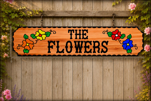 Medium personalized floral garden wood sign, hand-carved and hand-painted with custom name and flower colors